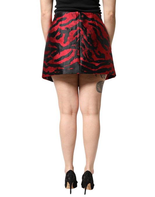 Short skirt with red pattern on woman's legs