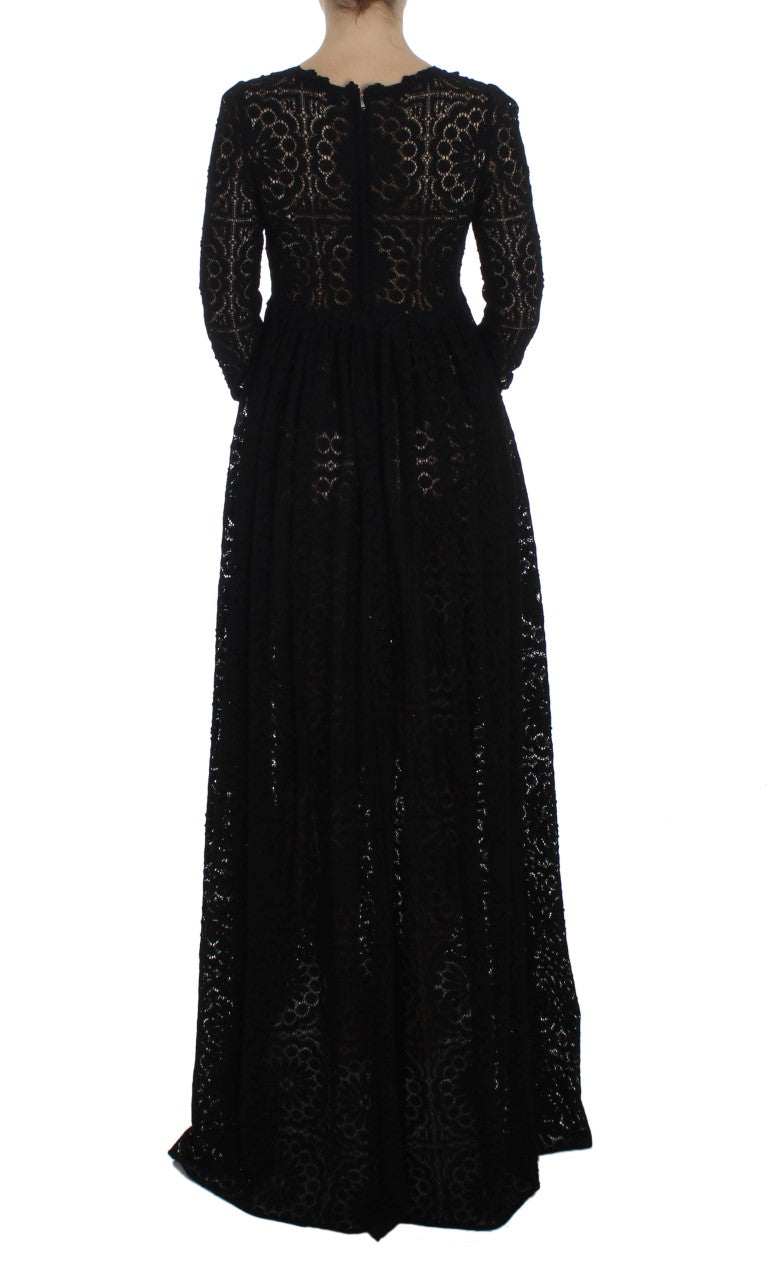Long black lace dress
