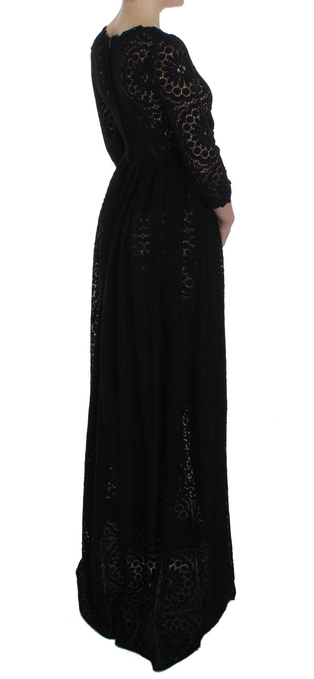 Long black lace dress with long sleeves