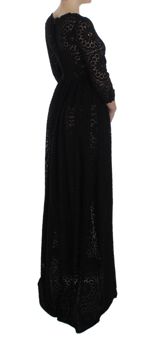 Long black lace dress with long sleeves