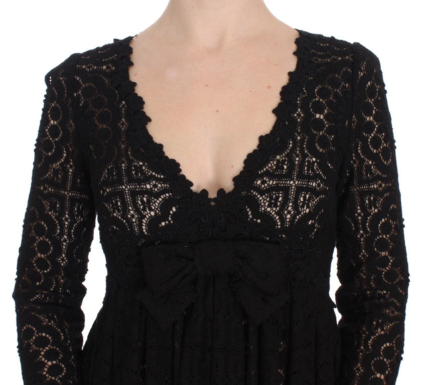 Black lace dress with off-the-shoulder design