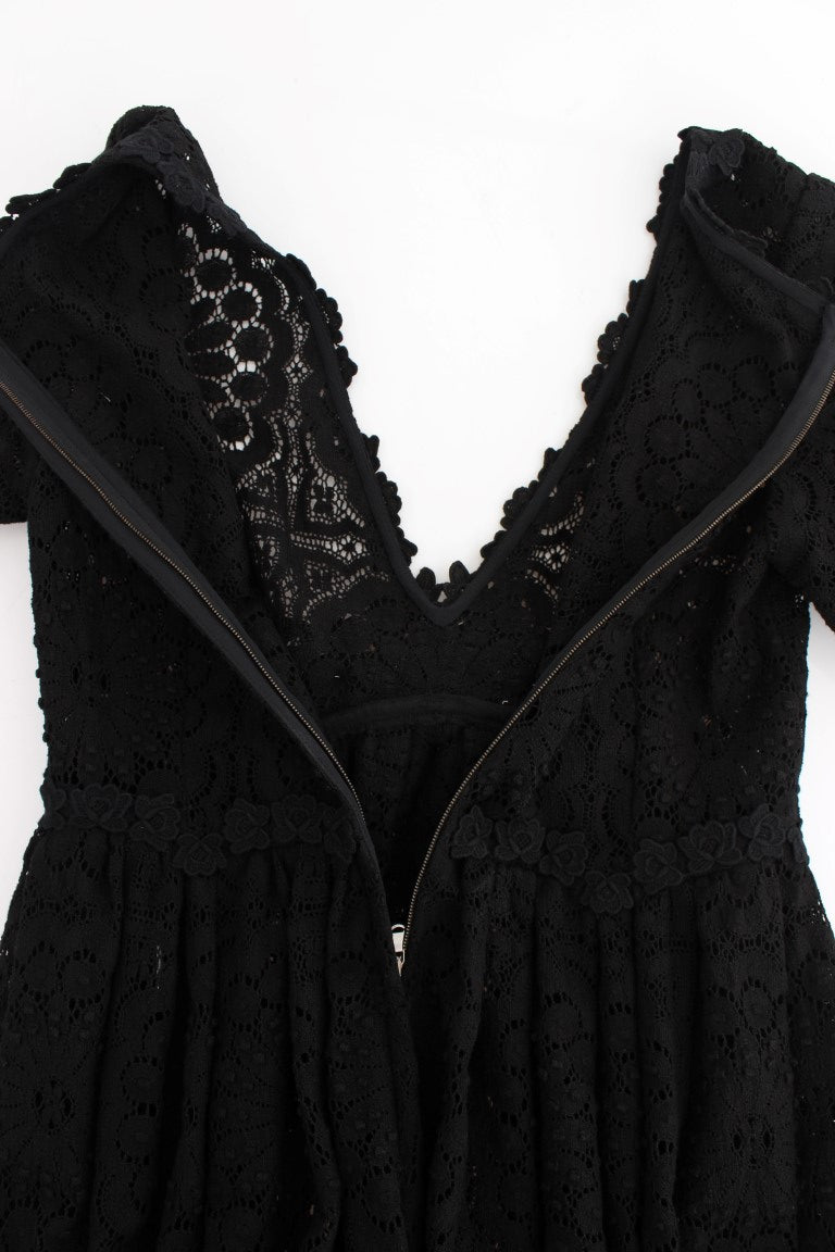 Black lace dress with zippered front