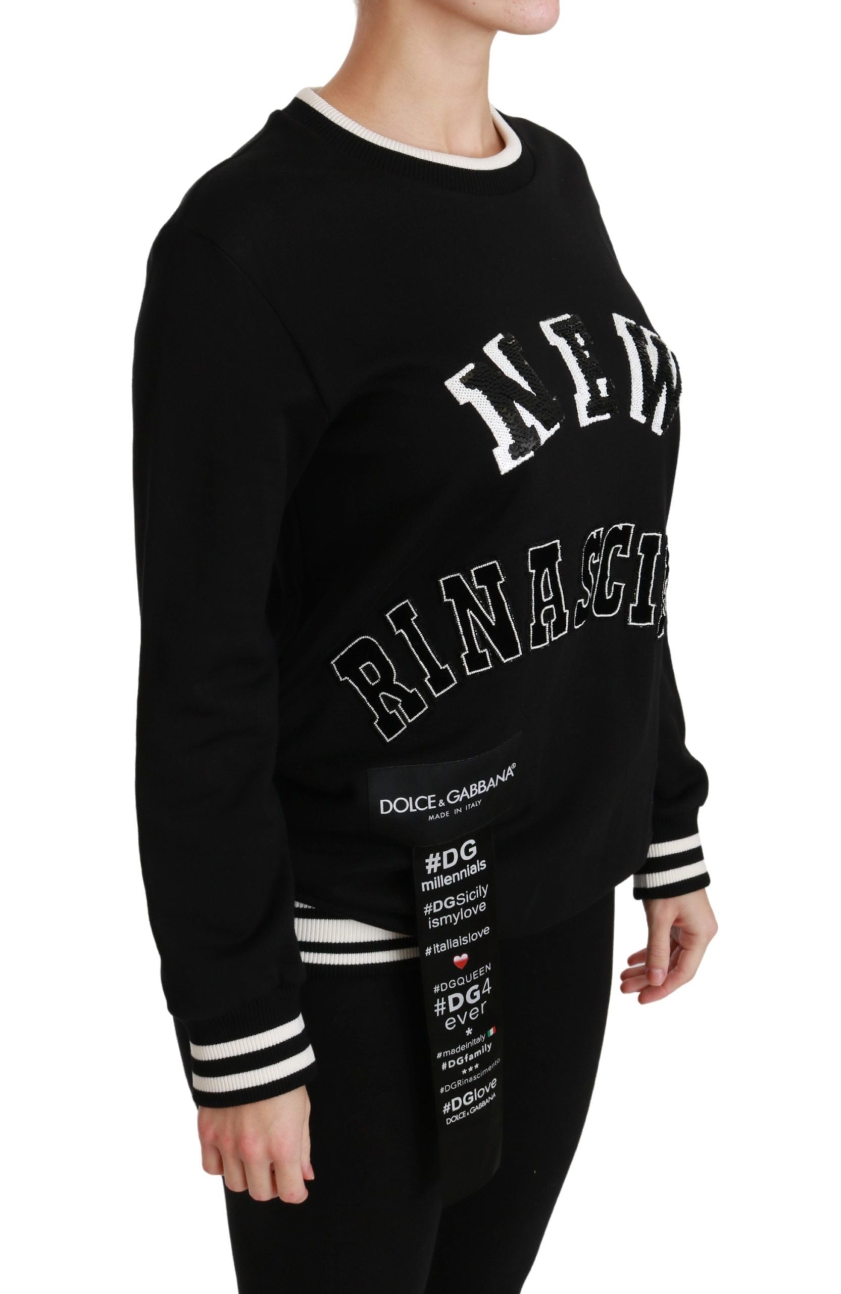 Long sleeve sweatshirt with white lettering on front