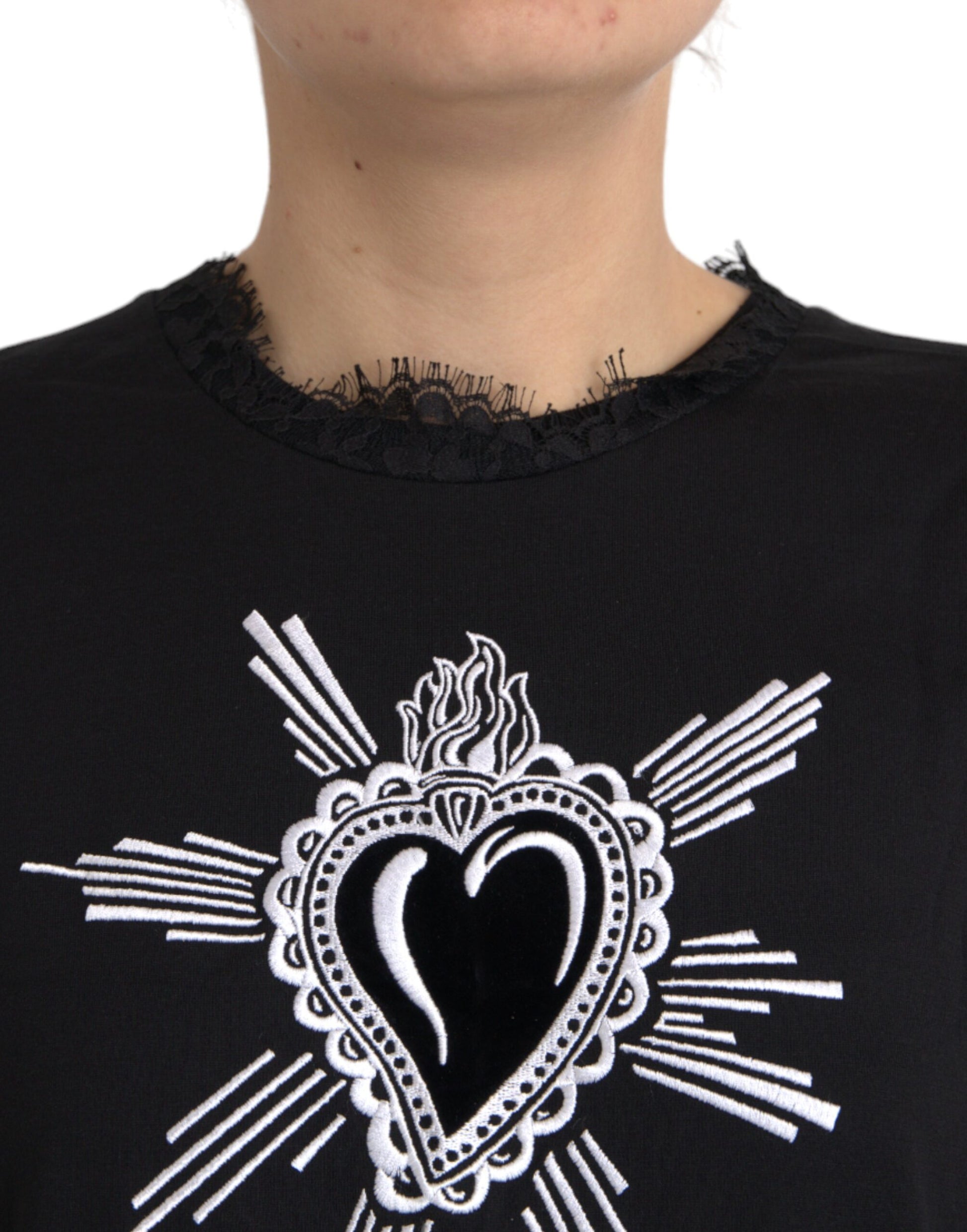 Black shirt with heart design on front