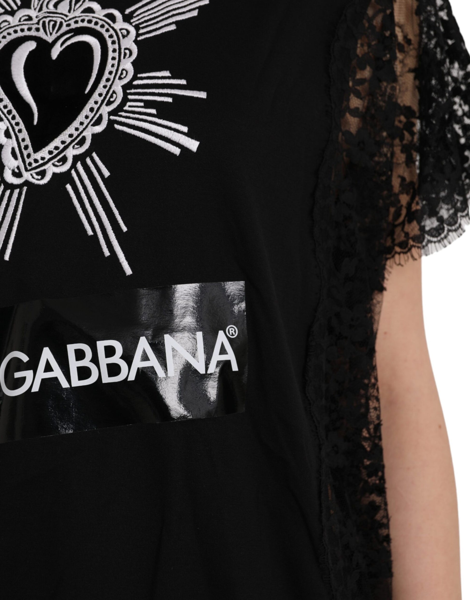 Black shirt with heart design on front