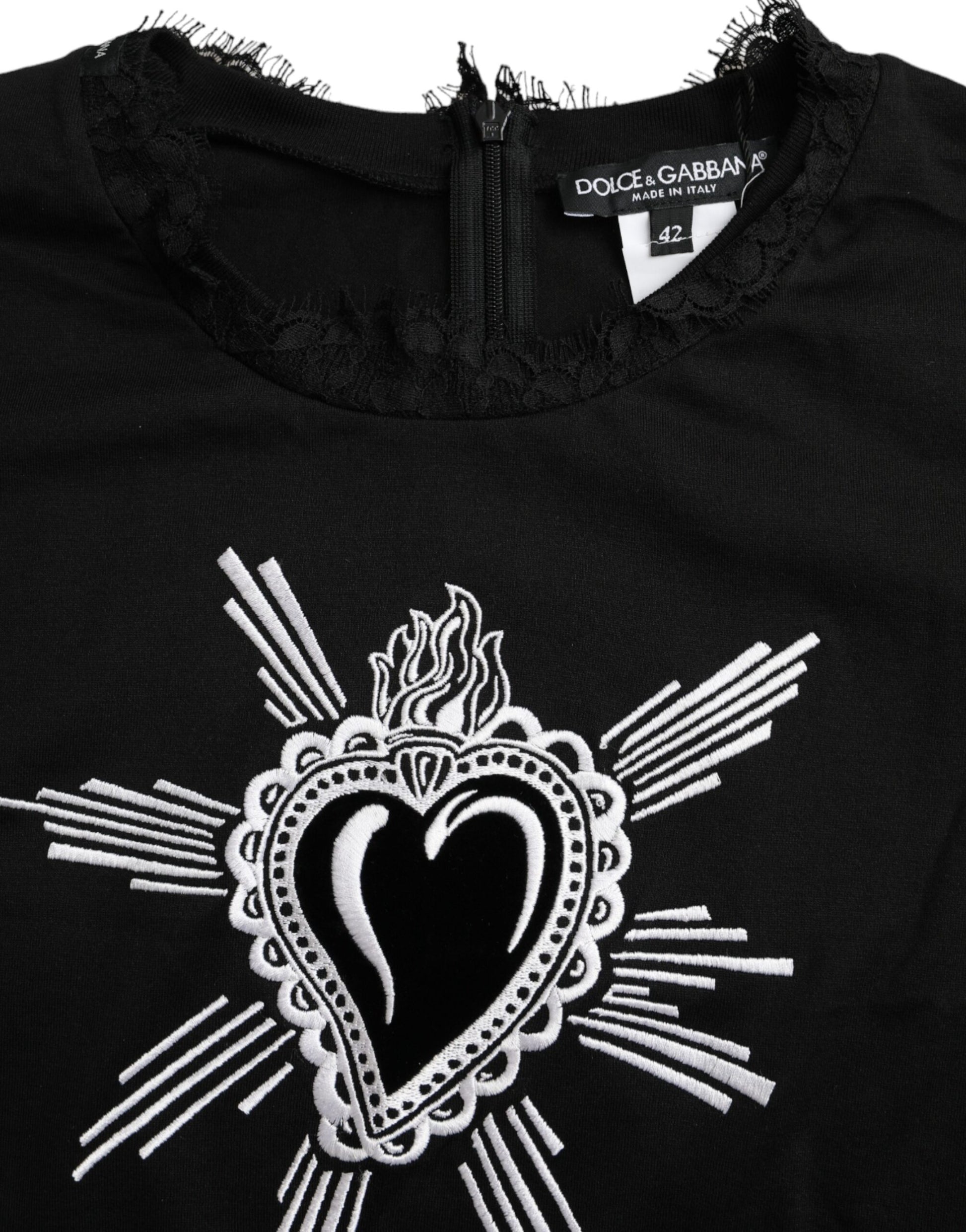 Black shirt with heart design on front
