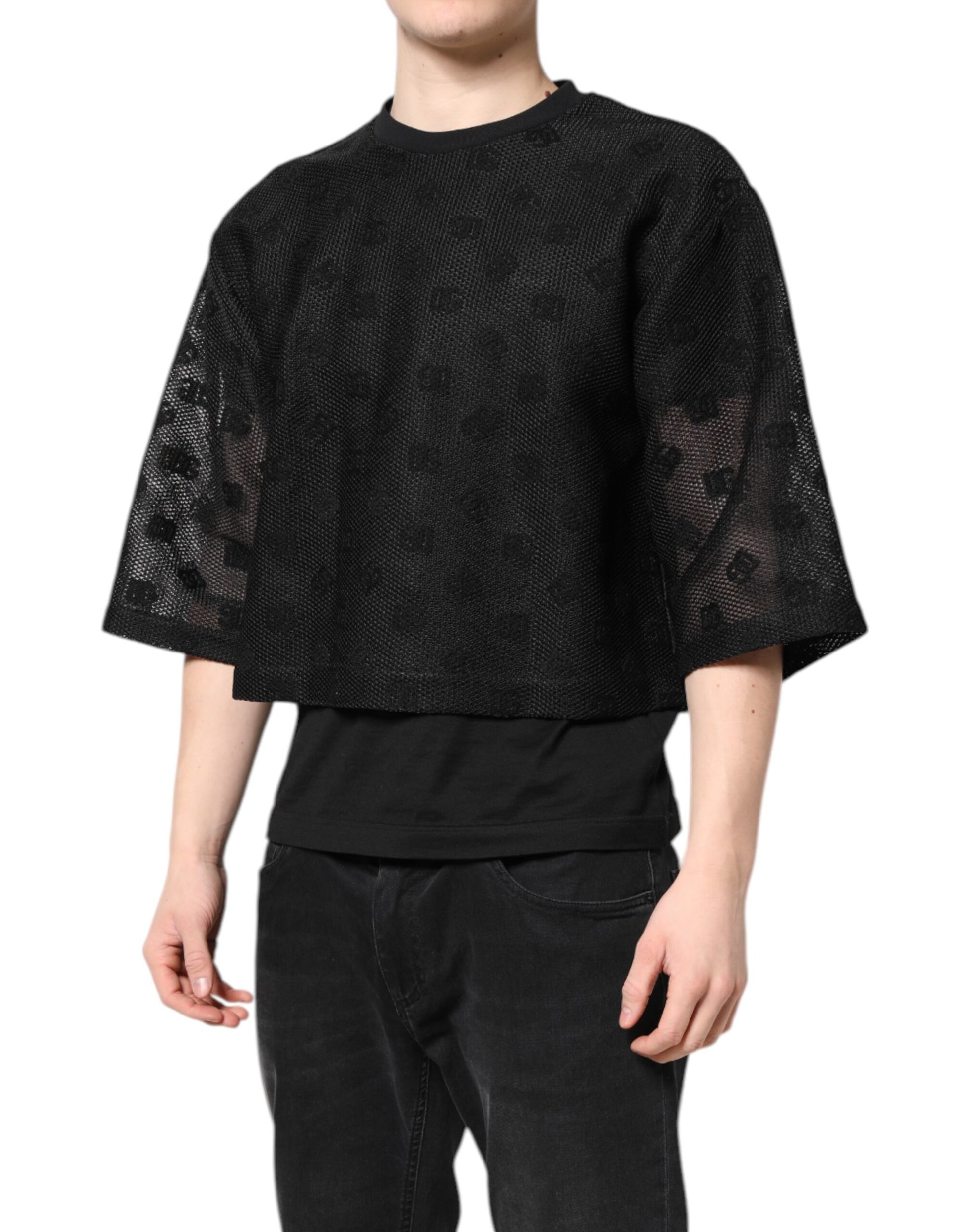 Black cropped top with lace detailing
