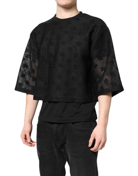 Black cropped top with lace detailing