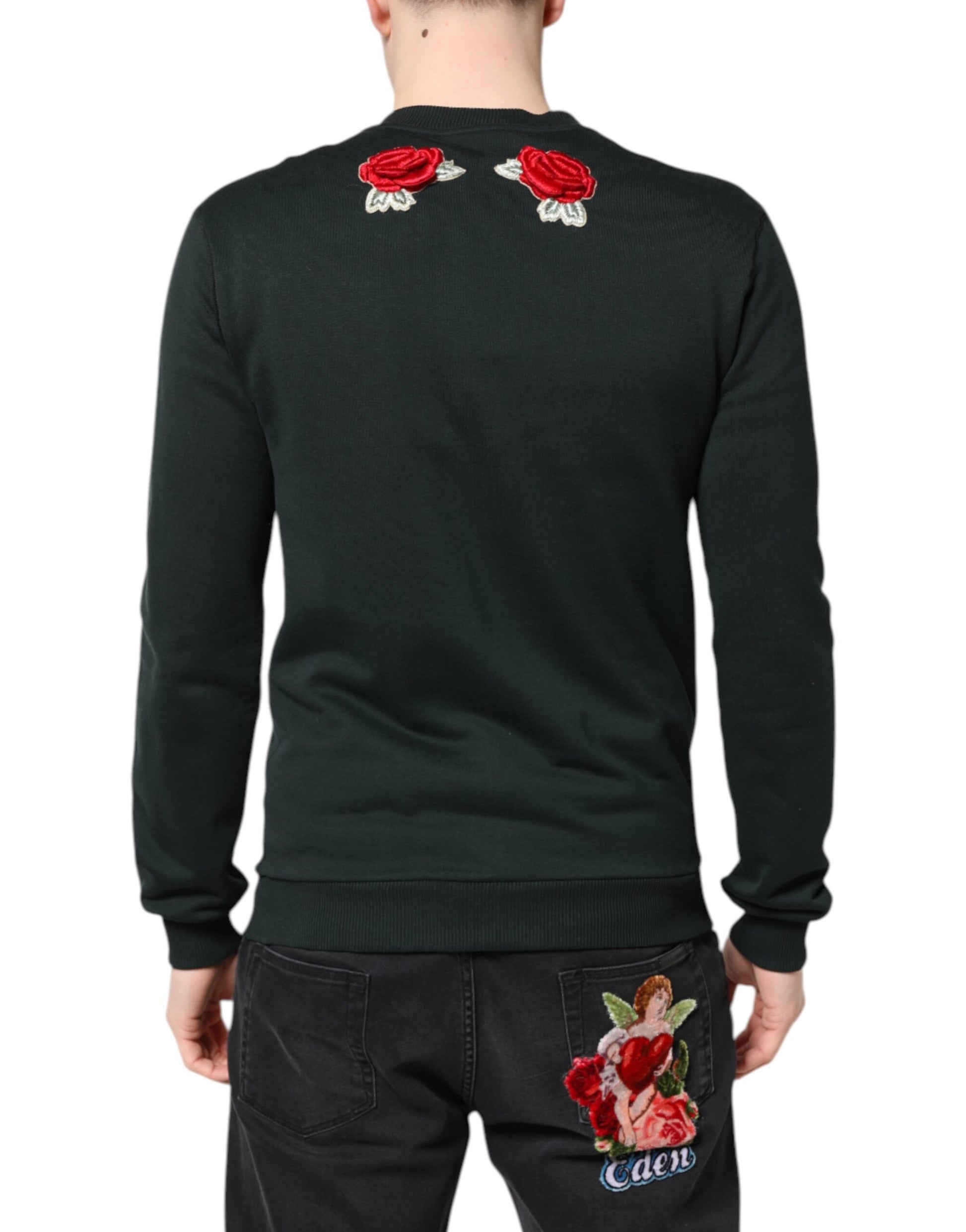 Black long sleeve sweater with red roses on back