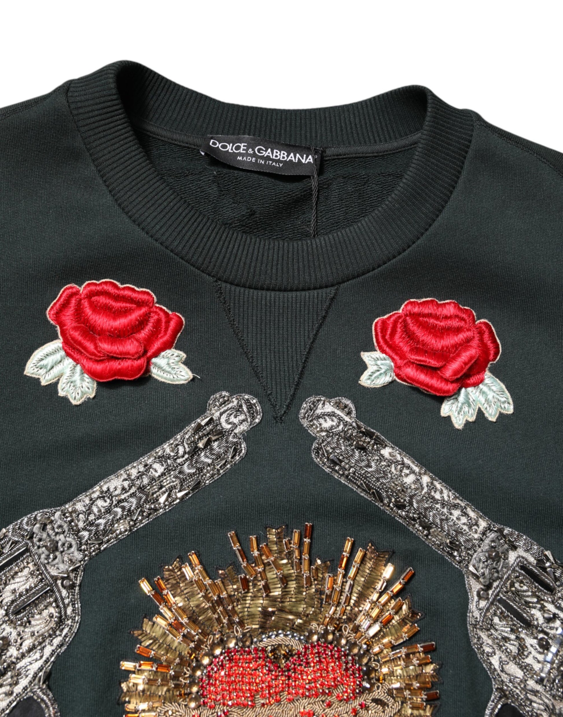 Black sweater with red roses on front