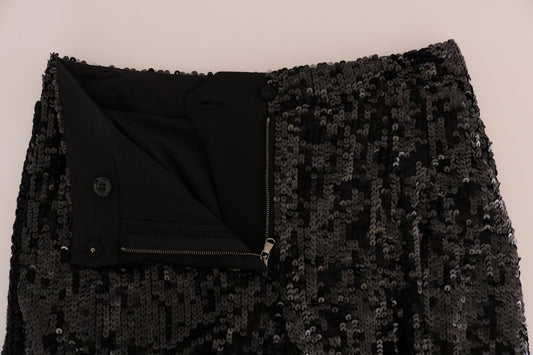 Black sequined skirt with zippered pocket on front