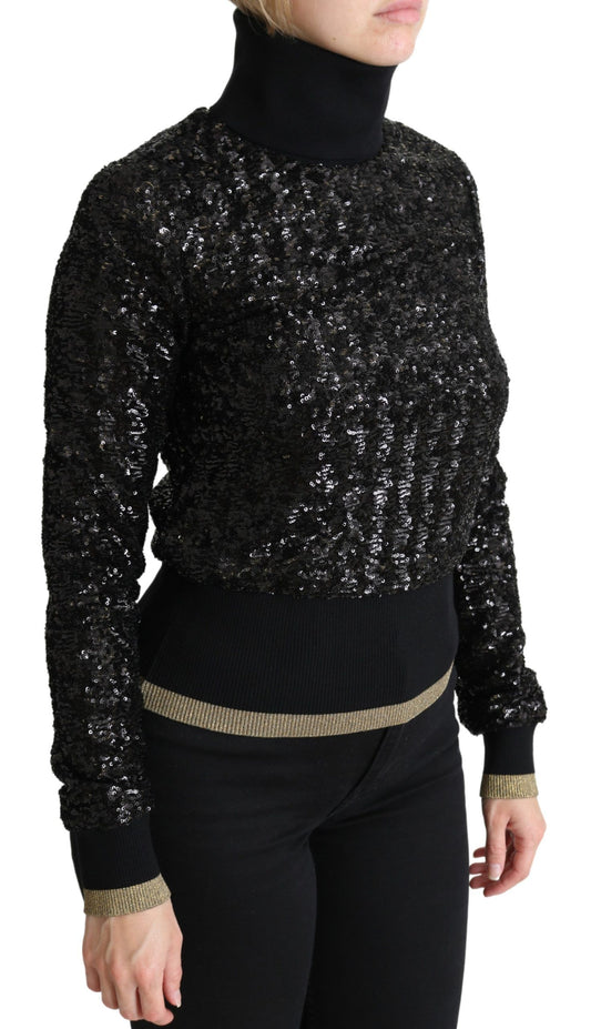 Black sequined long sleeve top