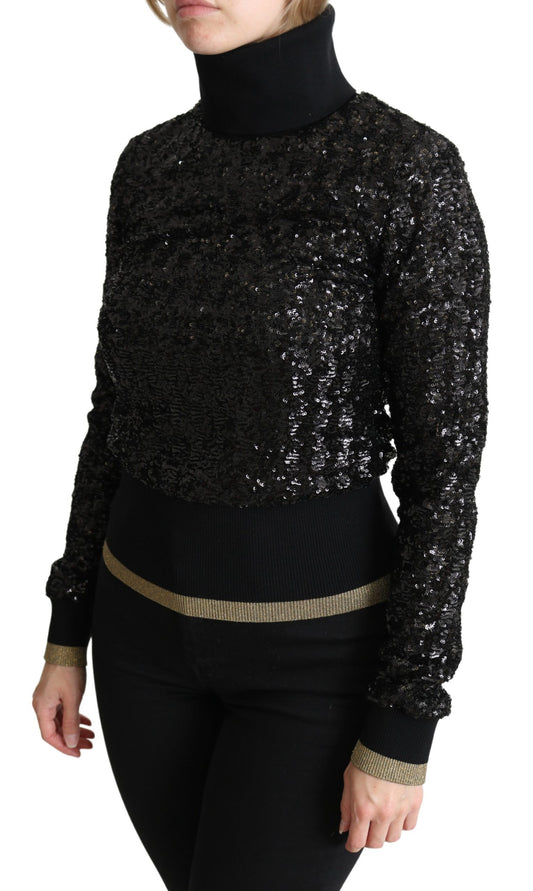 Black sequined long sleeve top