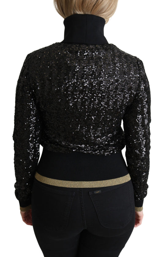 Black sequined jacket with high neckline