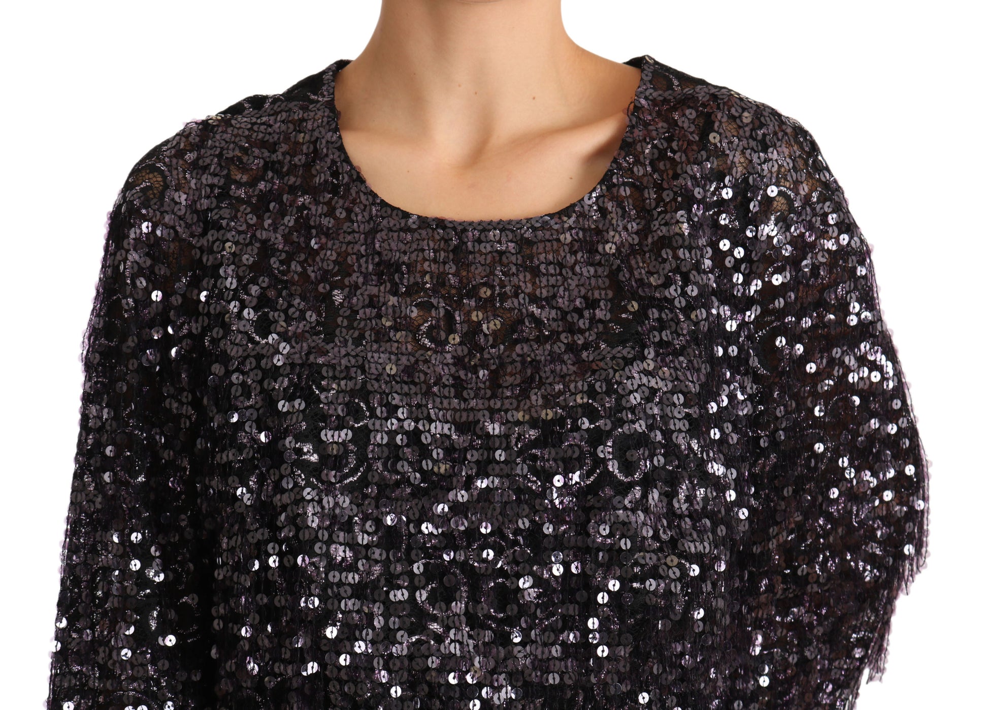 Black sequined long sleeve top