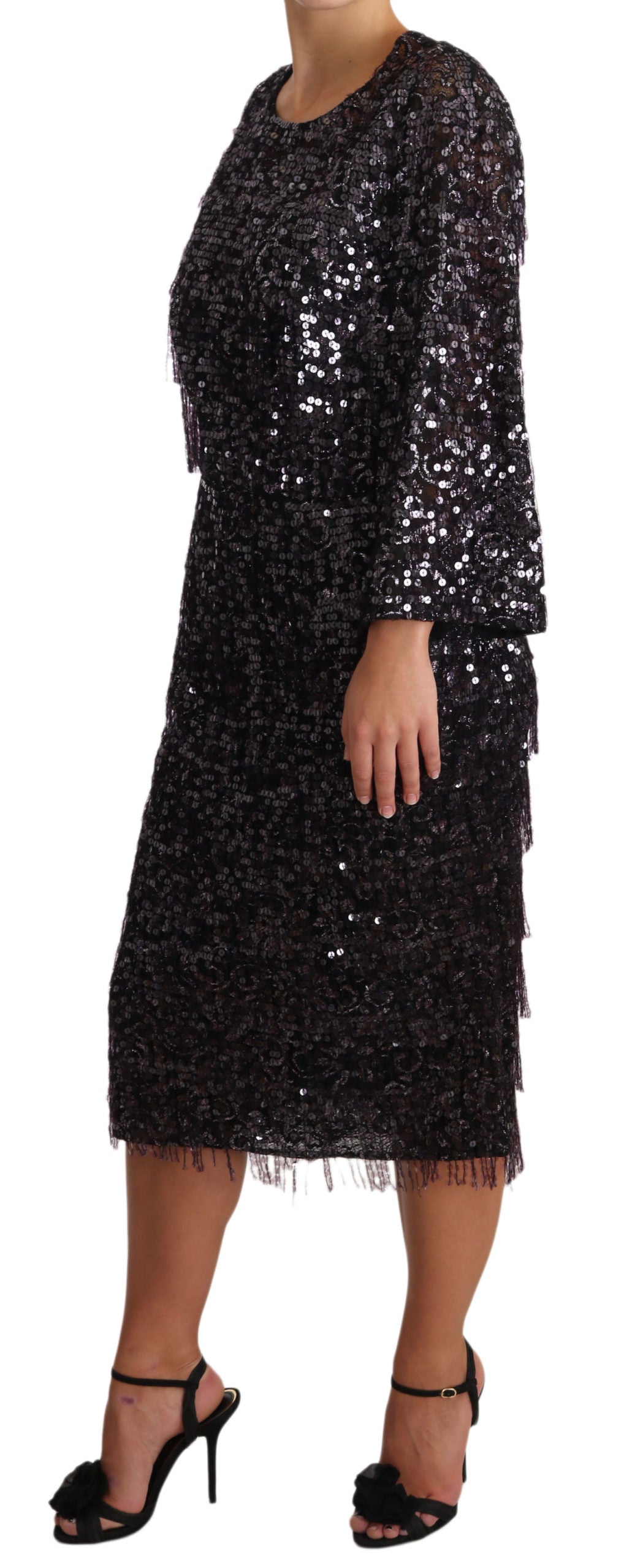 Woman wearing a sequined dress
