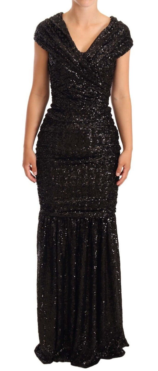 Black sequined evening gown