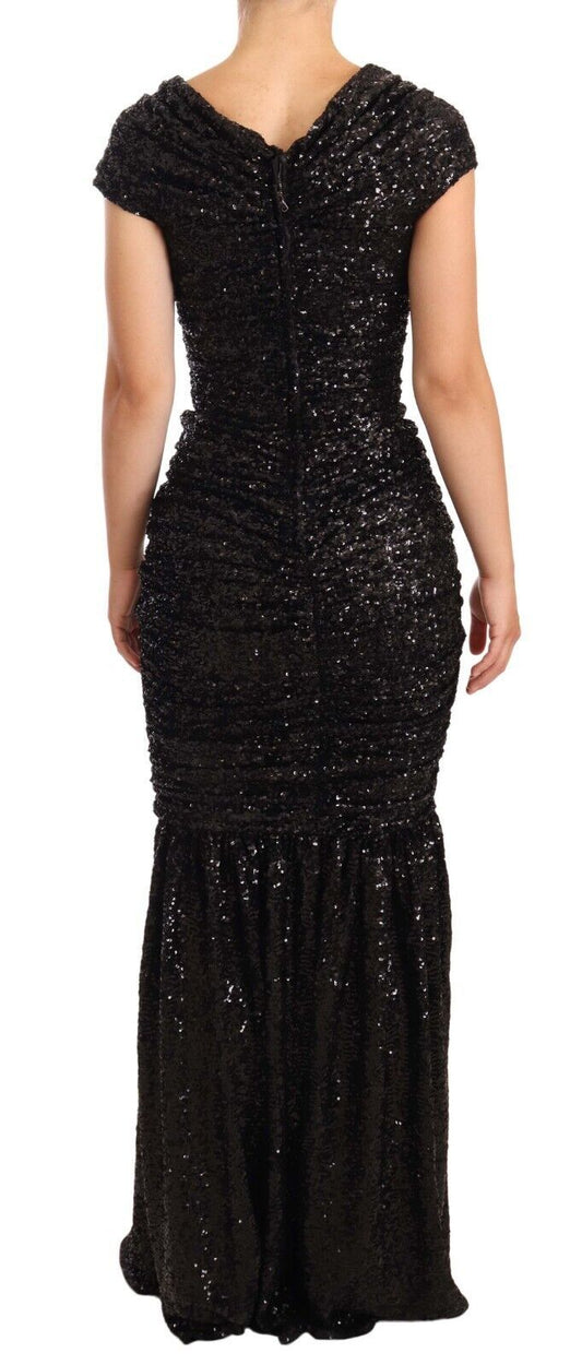 Black sequined evening gown