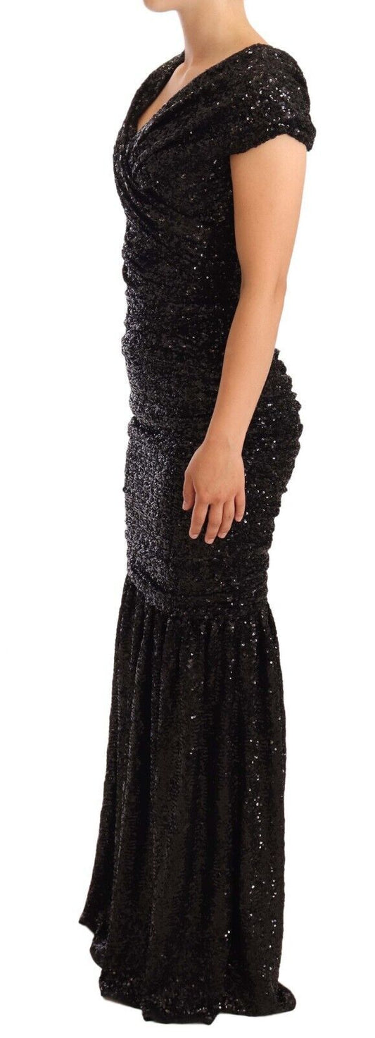 Black sequined evening gown