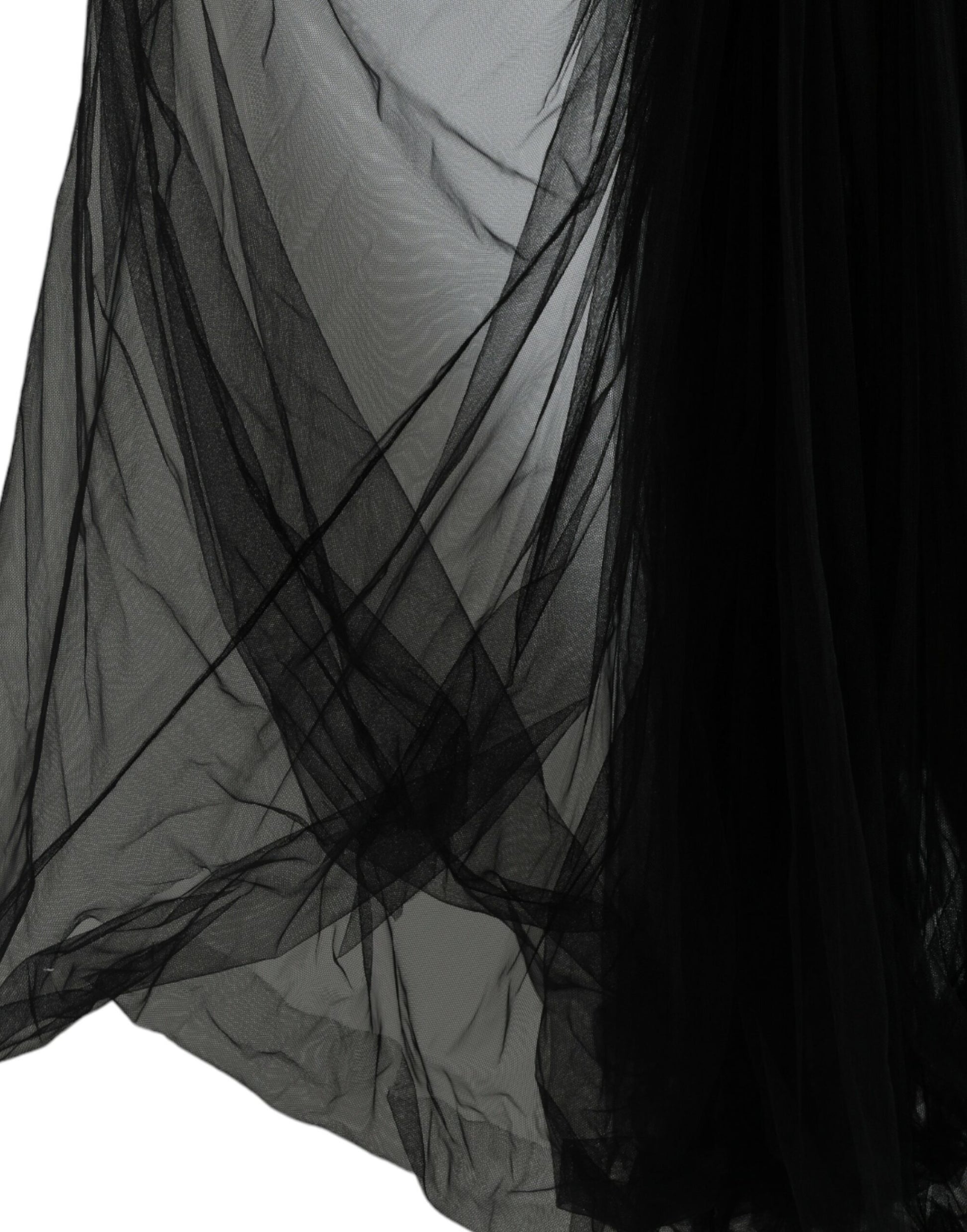 A black sequined mesh layered gown dress with long sleeves