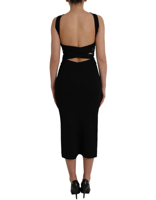 A black sheath halter sleeveless midi dress from Dolce & Gabbana