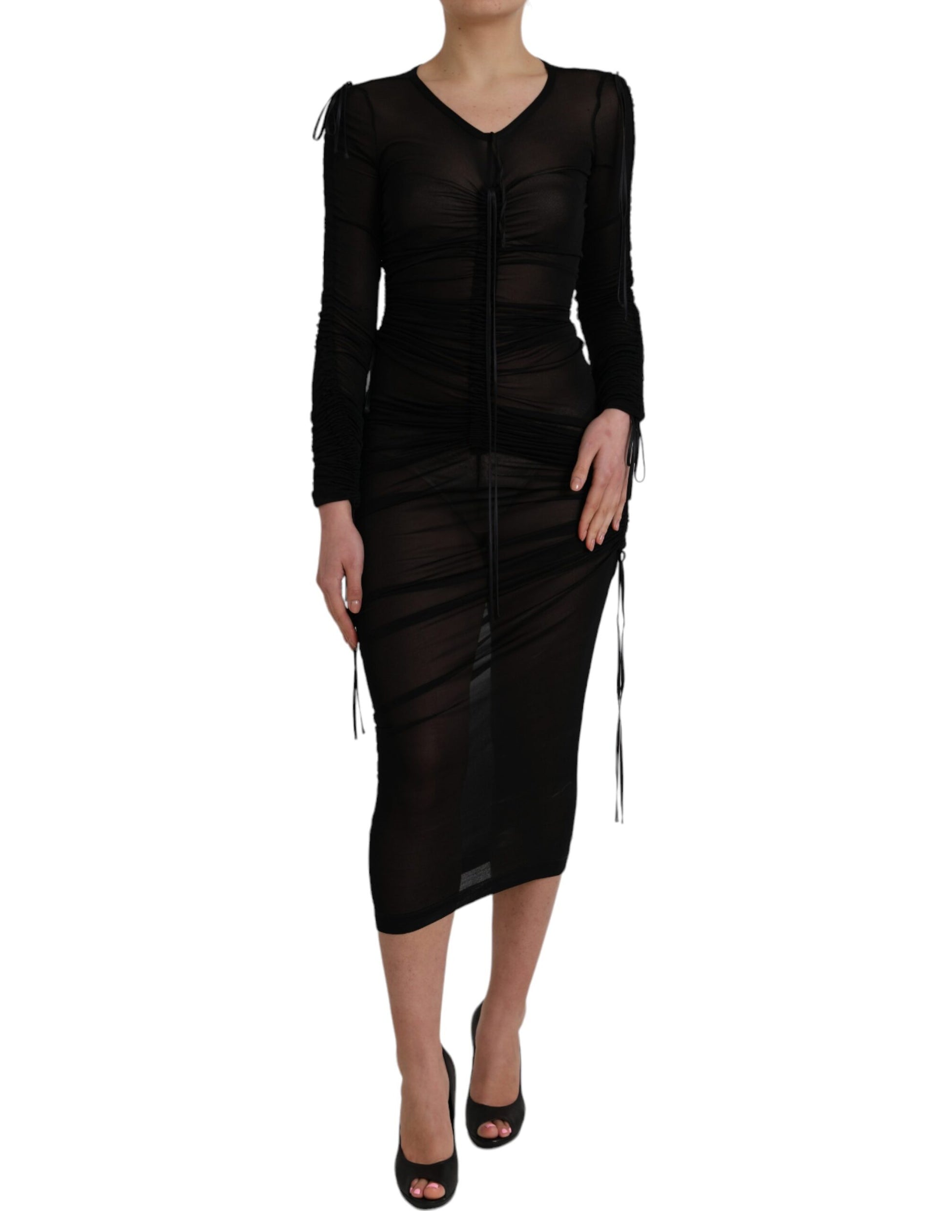 A black sheer bodycon midi dress from Dolce & Gabbana