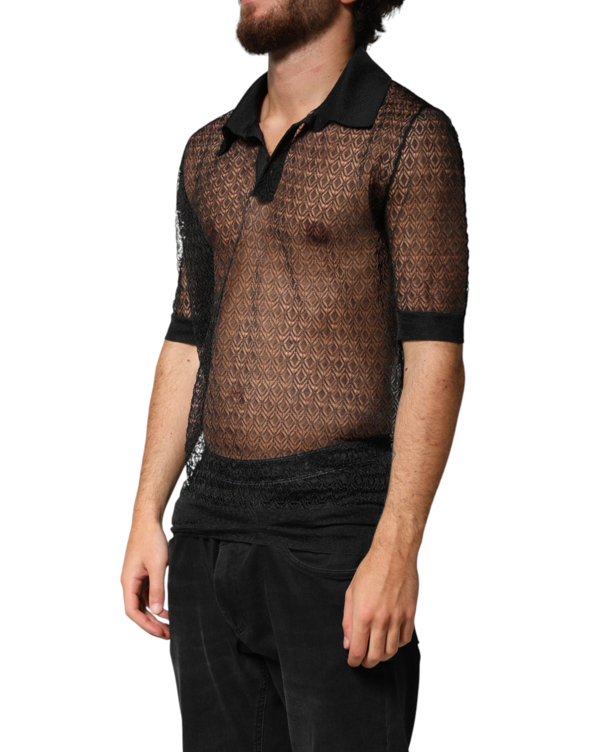 Man wearing a mesh top