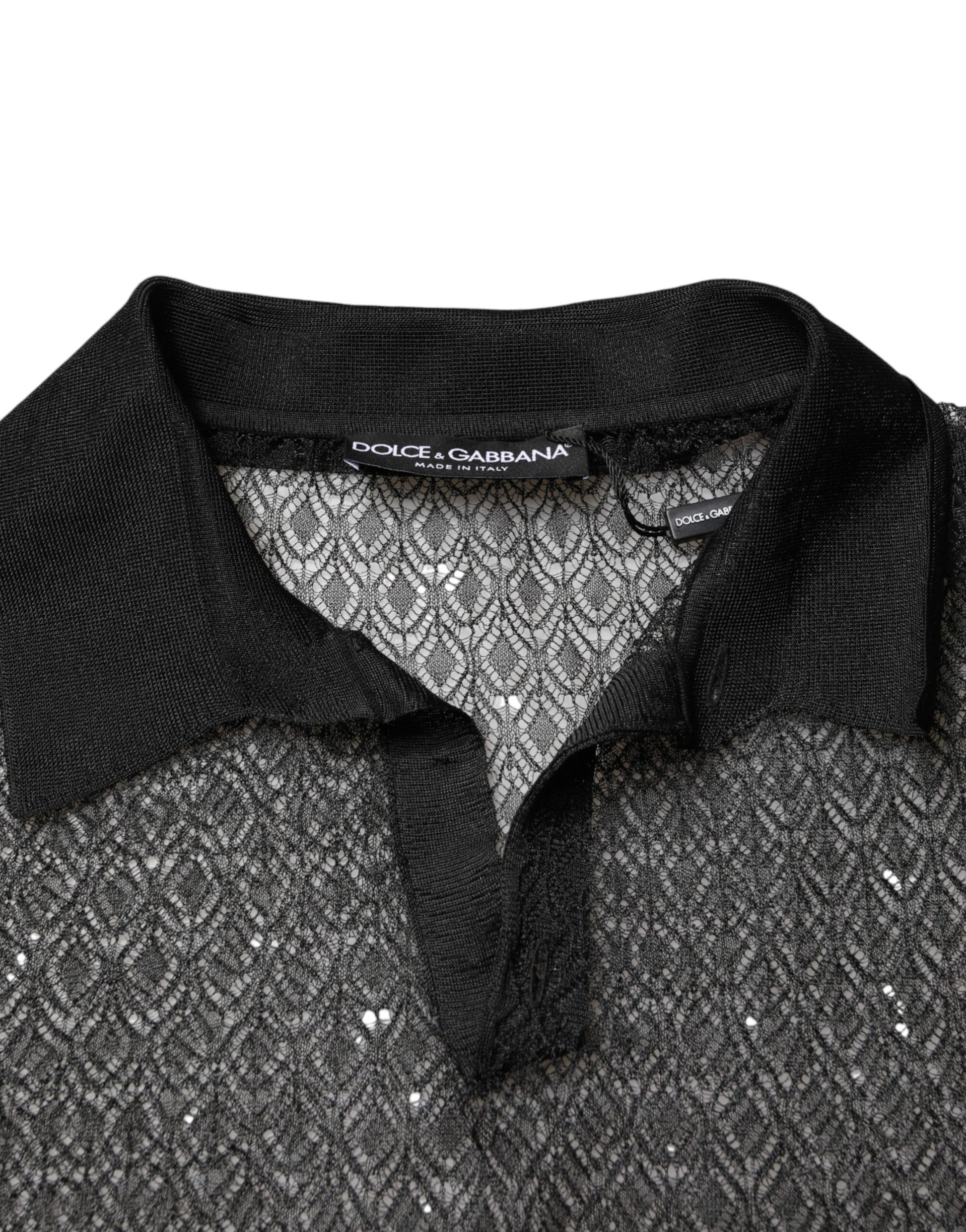 Black shirt with a patterned collar