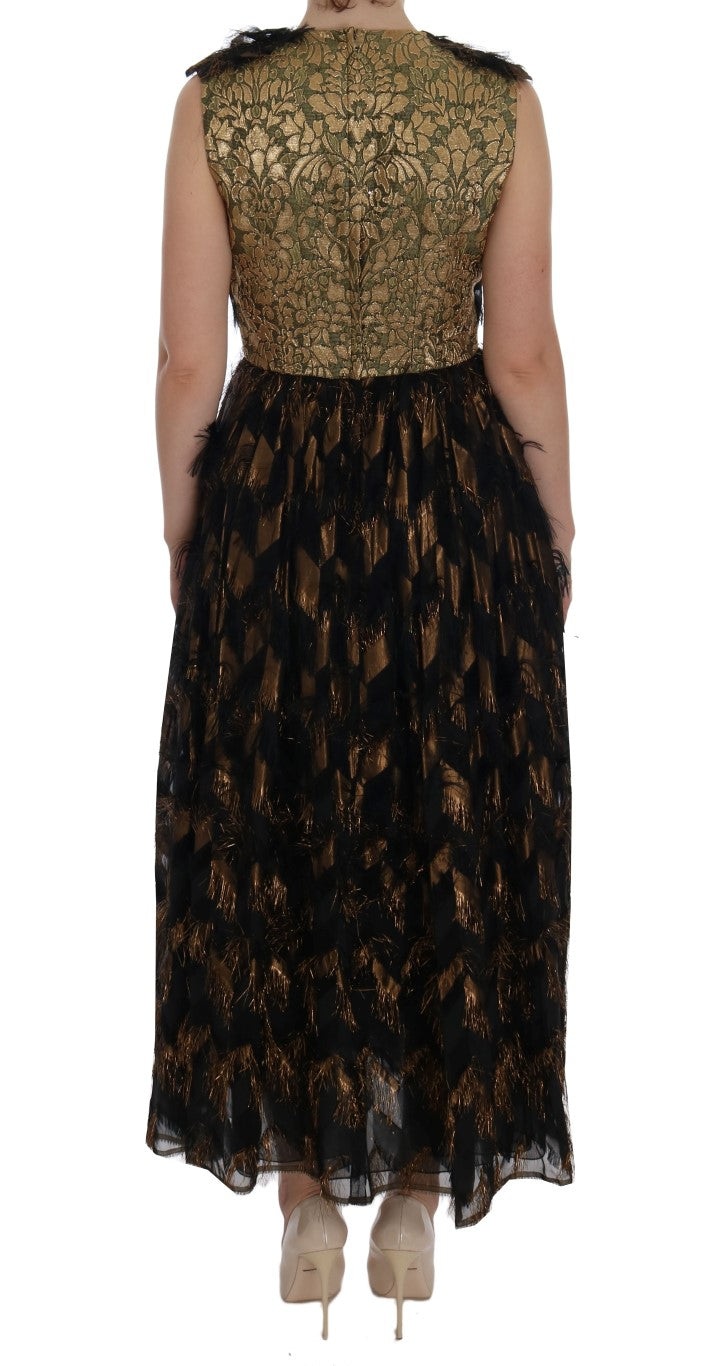 Long black dress with gold pattern on back