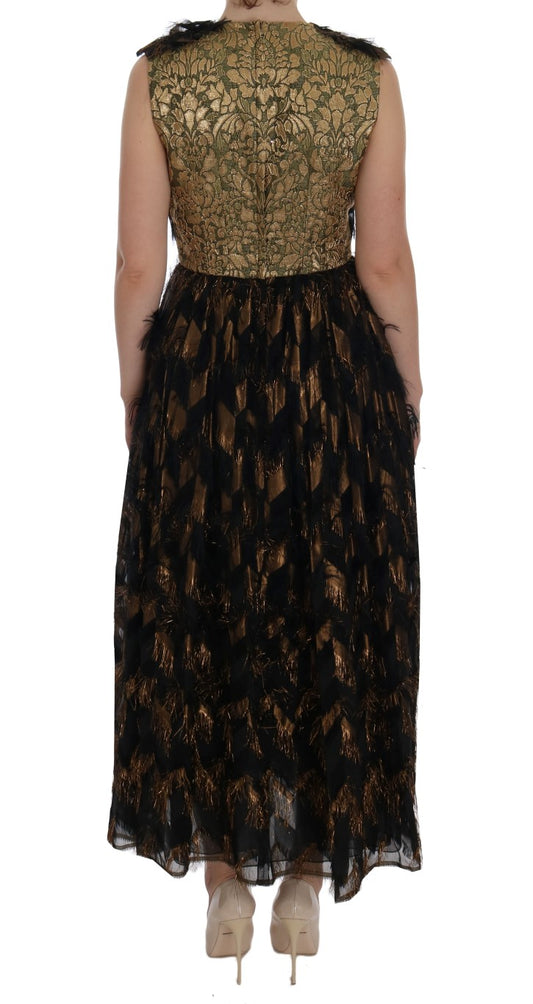 Long black dress with gold pattern on back