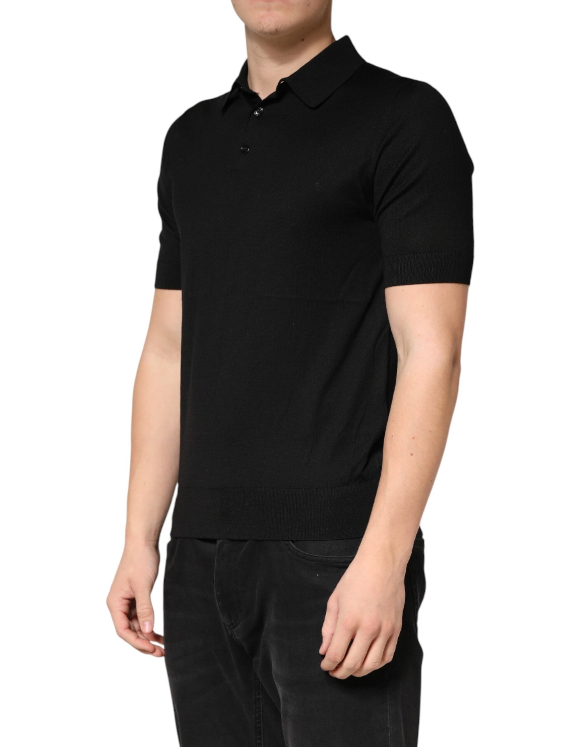 Black polo shirt on mannequin