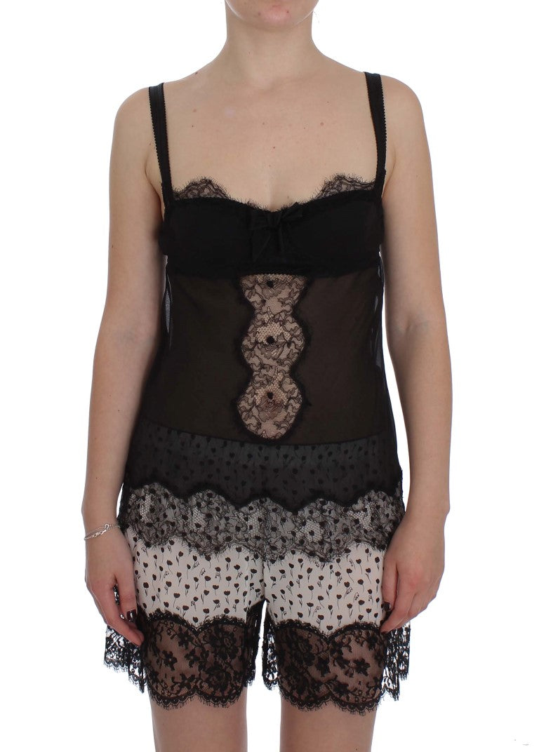 Black lace lingerie set with bow detailing