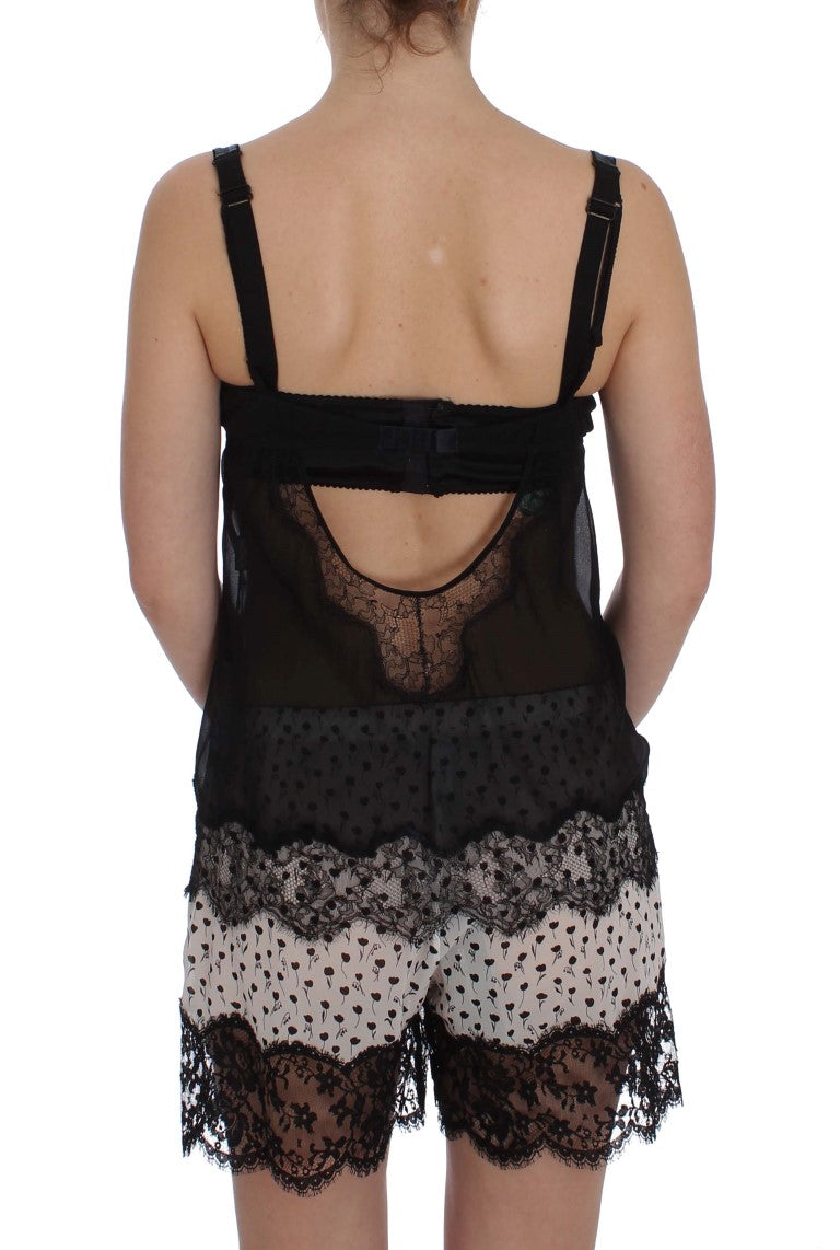Black lace backless top with sheer sides