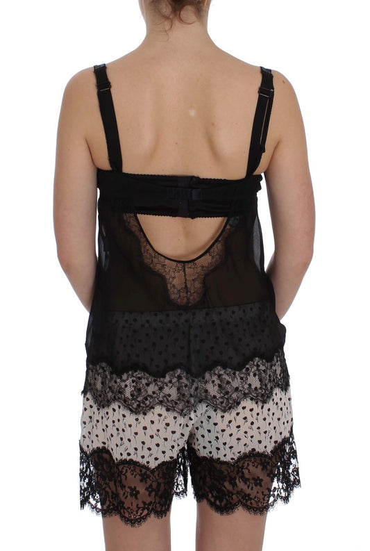Black lace backless top with sheer sides