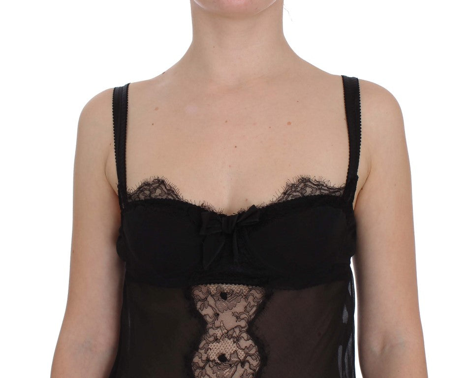 Black lace bralette on torso
