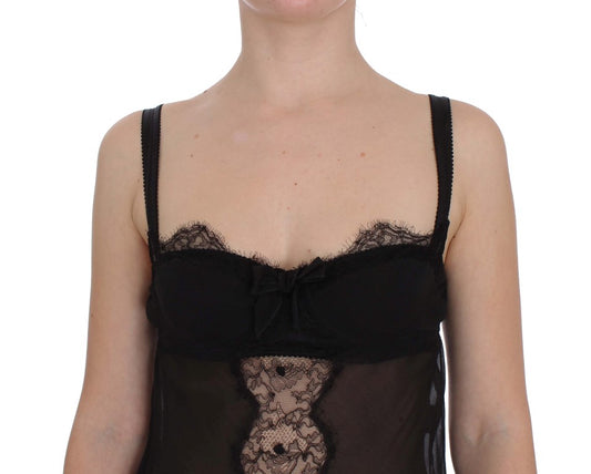 Black lace bralette on torso