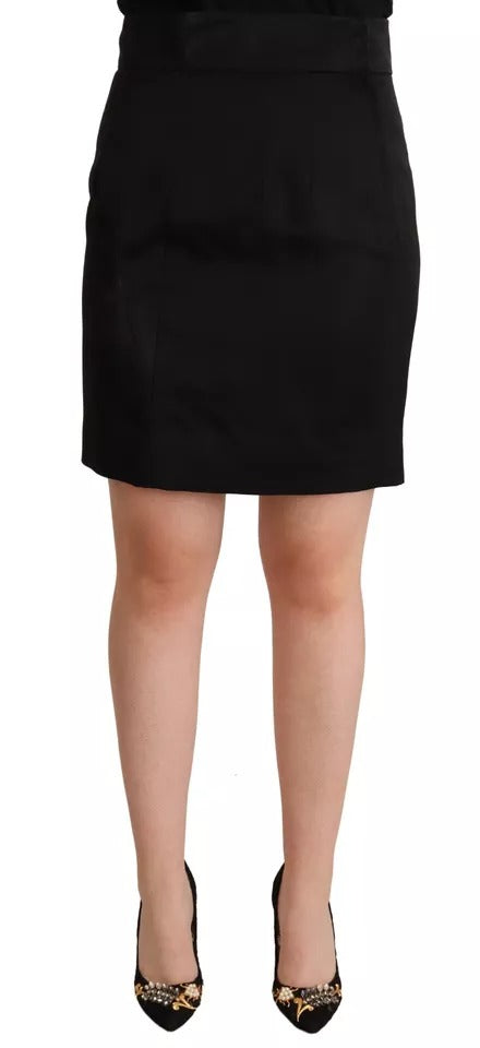 Black dress with short sleeves and high neckline