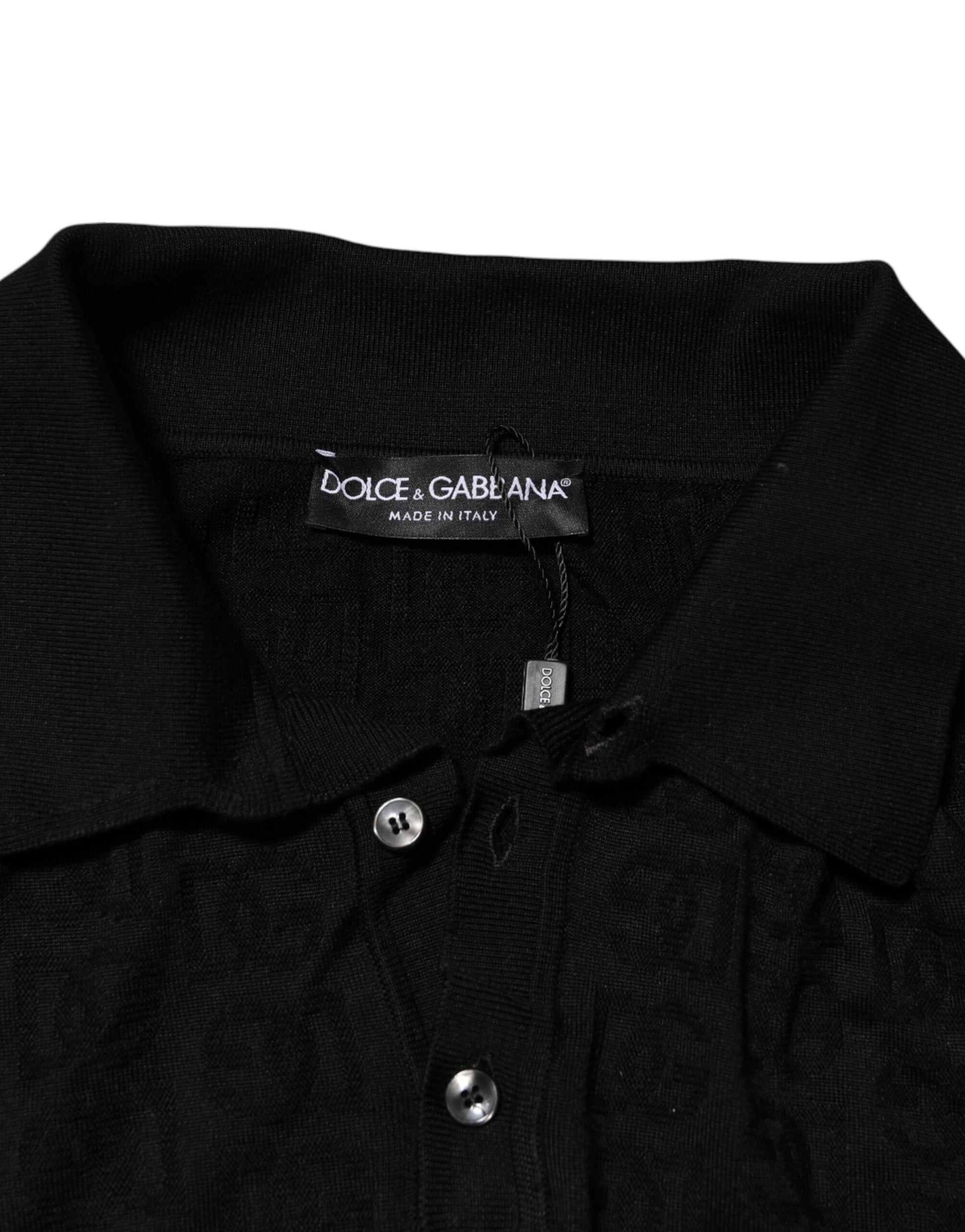 Black sweater with brand label on collar
