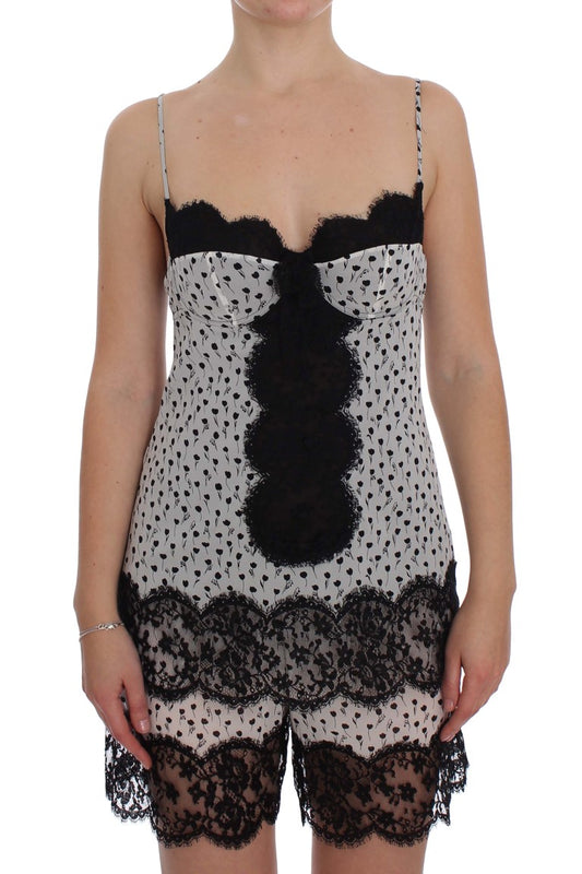 Black and white lace tank top with ruffles