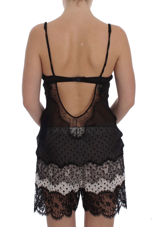 Black lace backless sleepwear