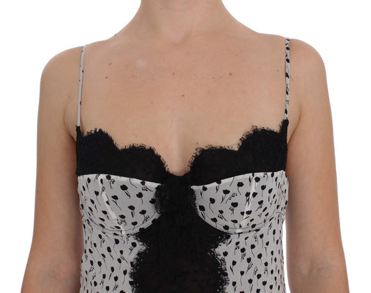 Black and white strapless dress with lace detailing
