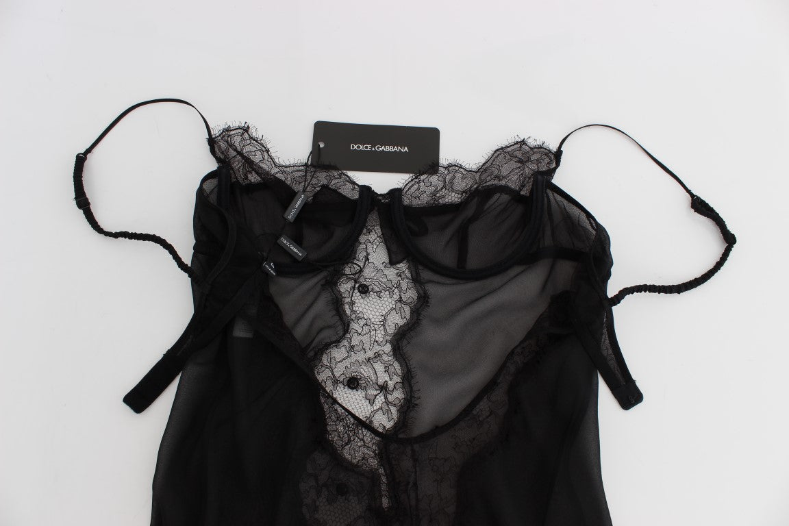 Black lace bra with ribbon detailing