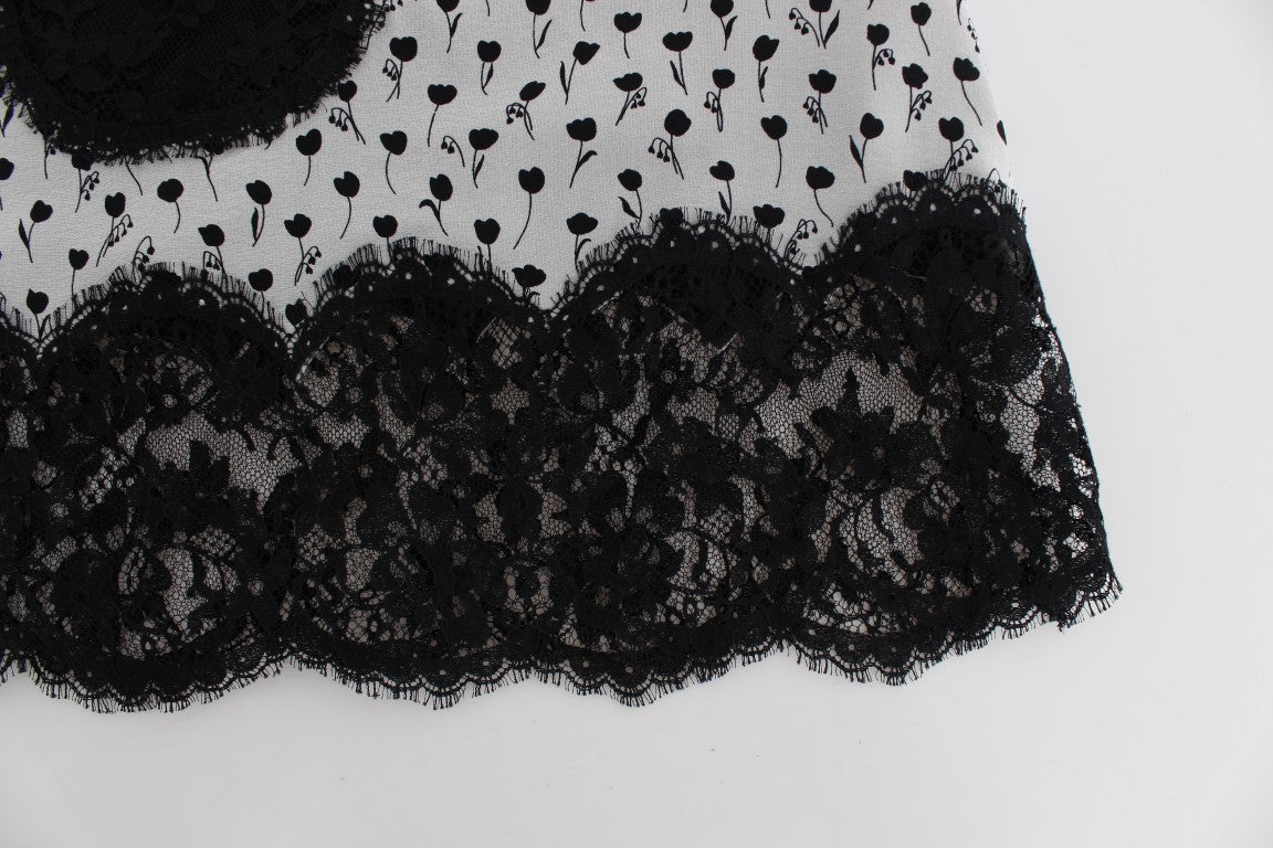 Black lace fabric with embroidery detailing