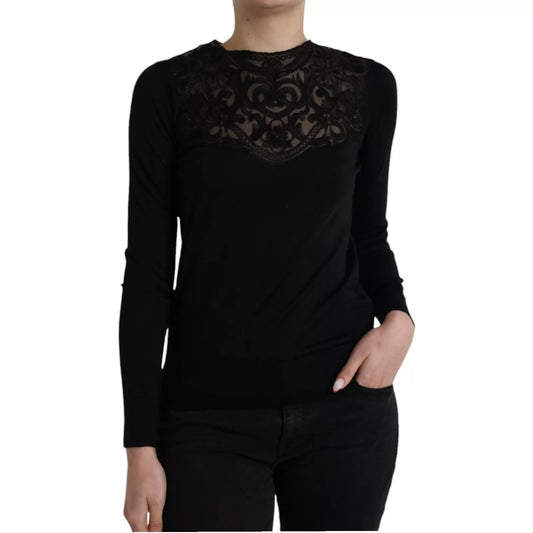 Black long sleeve lace top