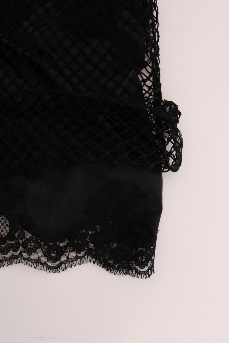 Black lace garment on display