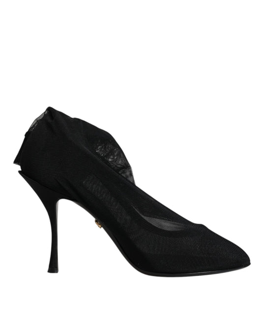 High heel shoe with embellishments on toe