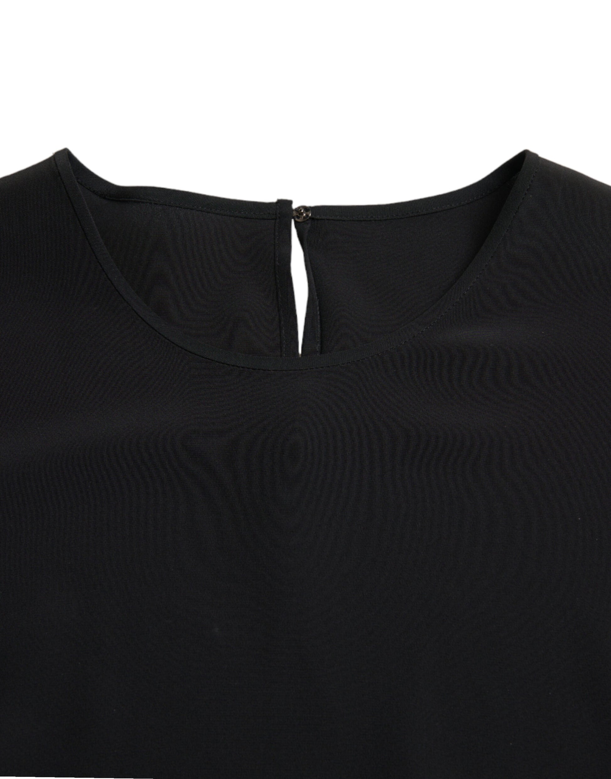 Black knit top with ribbed neckline