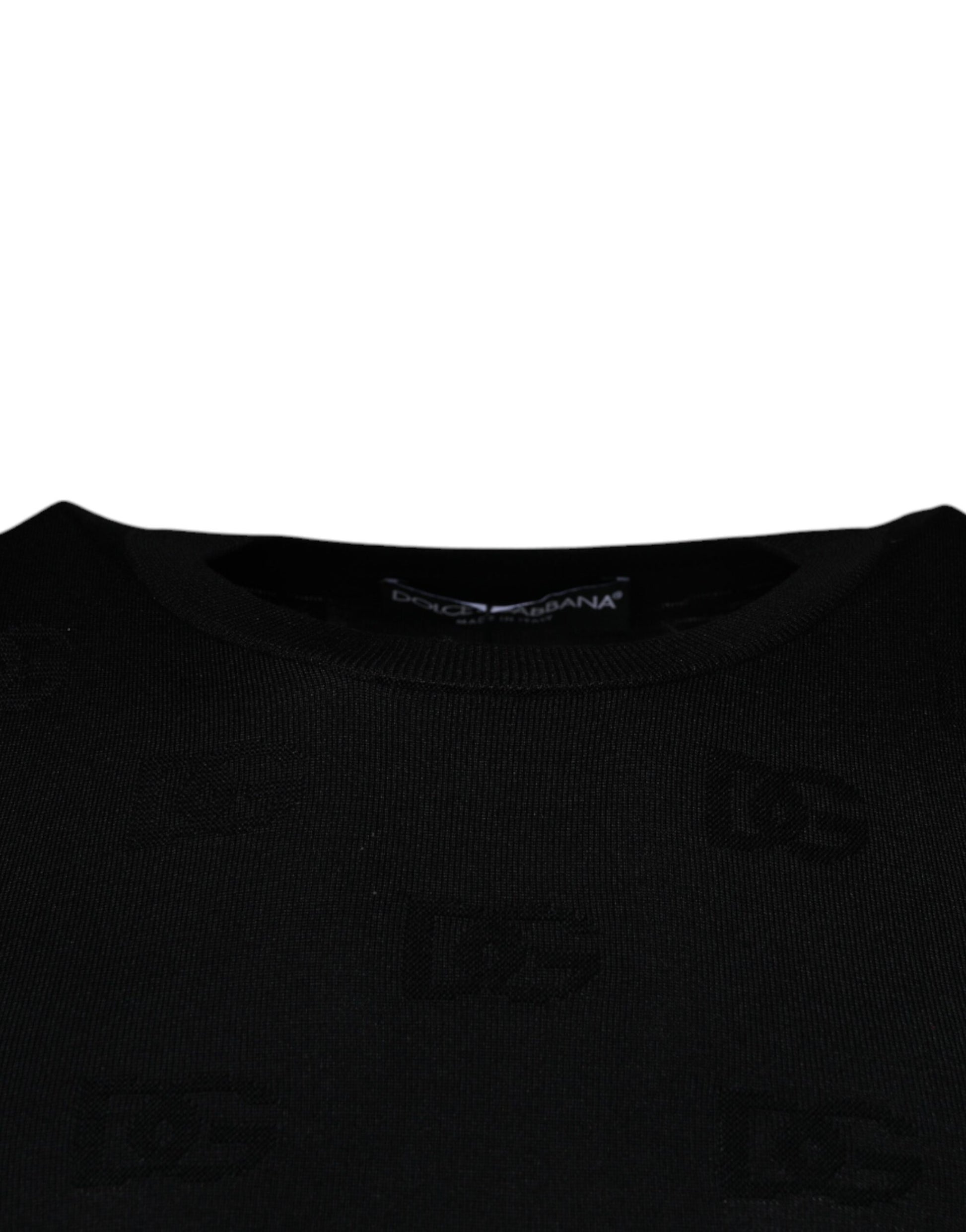 Black knit sweater with ribbed neckline