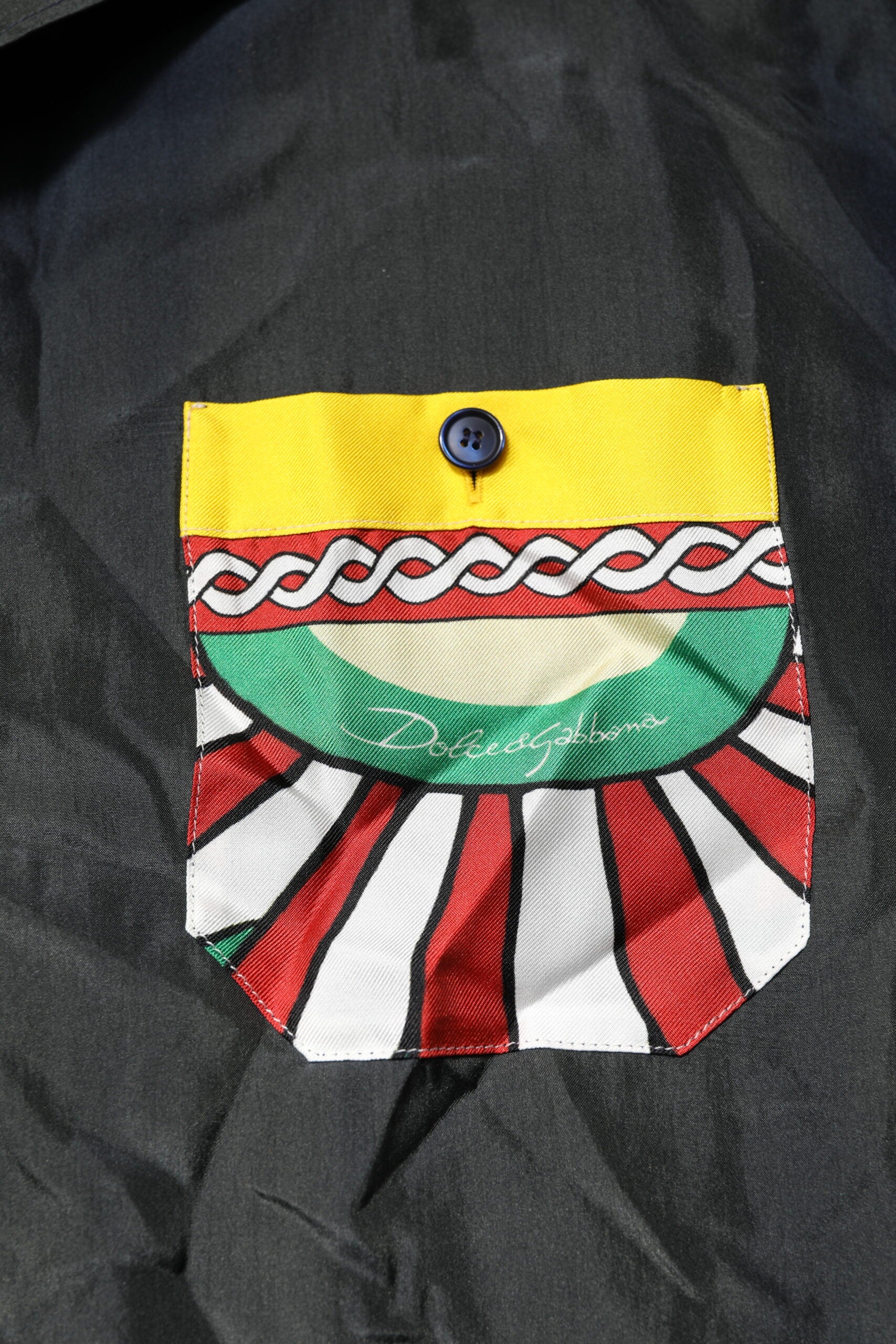 Pocket on a jacket with embroidered design