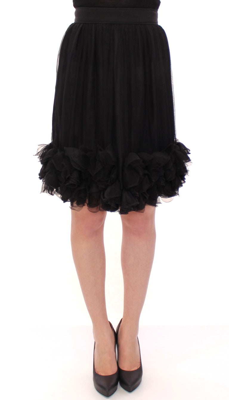 Black tulle skirt with ruffles on hem